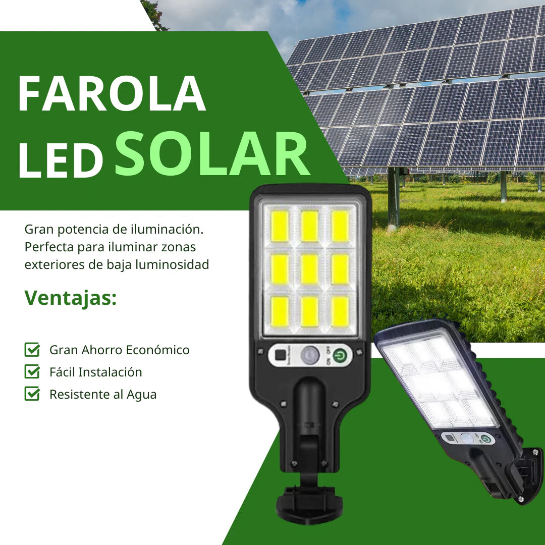FAROLA SOLAR LED PORTÁTIL CON SENSOR Y MANDO A DISTANCIA