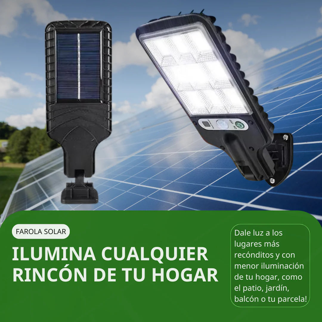 FAROLA SOLAR LED PORTÁTIL CON SENSOR Y MANDO A DISTANCIA