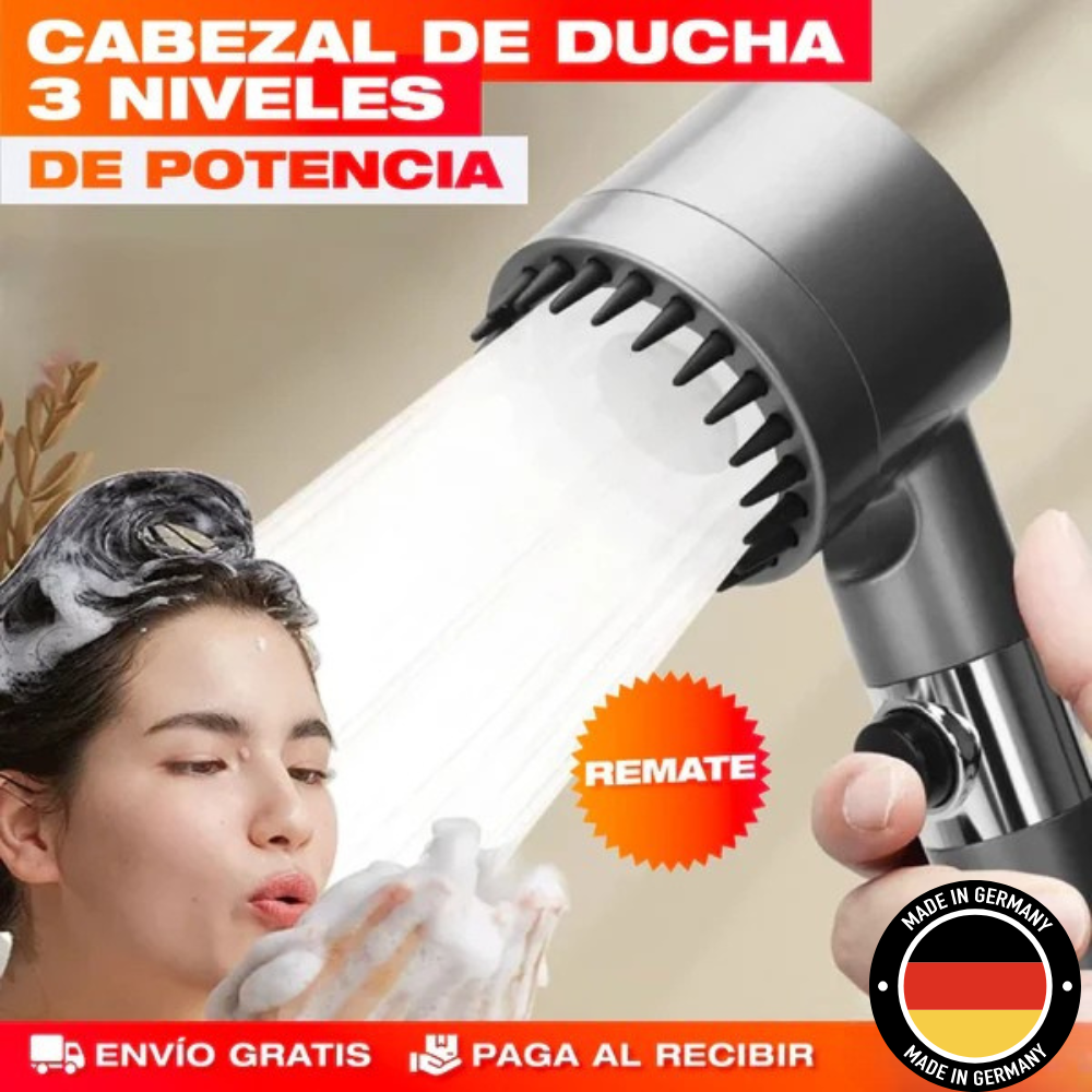 CABEZAL DE DUCHA 3 NIVELES DE POTENCIA CON INSTALACIÓN RÁPIDA - WATERPOWER™