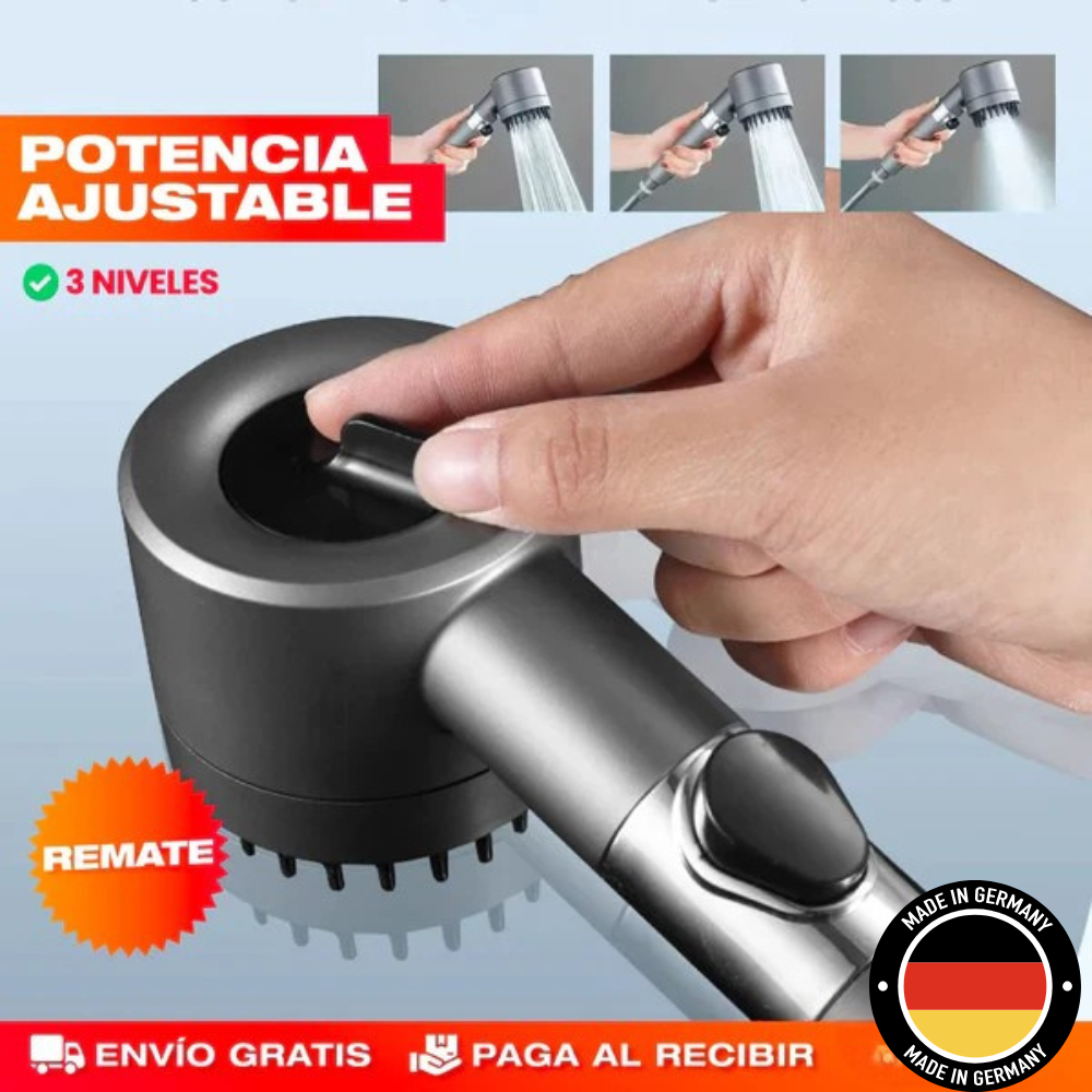 CABEZAL DE DUCHA 3 NIVELES DE POTENCIA CON INSTALACIÓN RÁPIDA - WATERPOWER™
