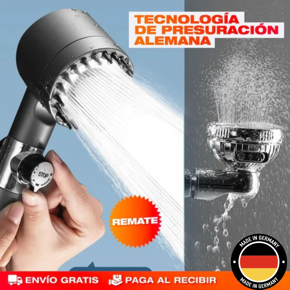 CABEZAL DE DUCHA 3 NIVELES DE POTENCIA CON INSTALACIÓN RÁPIDA - WATERPOWER™